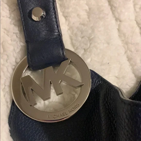 Authentic Michael Kors Navy Leather Hobo Bag - Picture 2 of 11